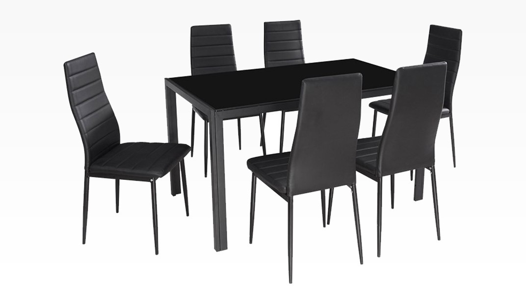 MANY - Table + 6 Chaises Noir