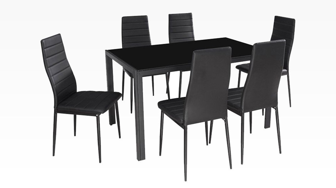 MANY - Table + 6 Chaises Noir