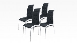 DELPHIA - Lot de 4 chaises Noir et Blanc