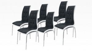 DELPHIA - Lot de 6 chaises Noir et Blanc