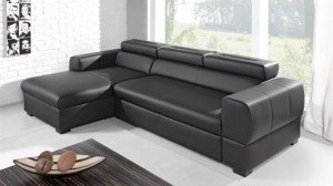 PARMA - Canapé d'angle Convertible Gauche Noir