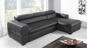 PARMA - Canapé d'angle Convertible Droit Noir