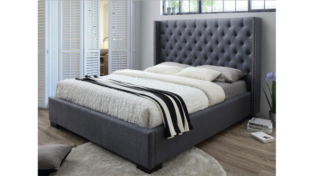 CHESTER - Lit Gris 140x190 cm
