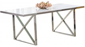 Table à manger LEVANTO transparent chromé 180x90x75cm