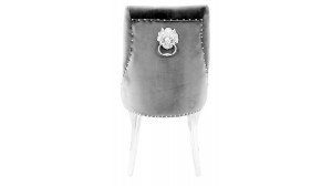 Chaise cloute tête de lion velours gris