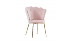 Chaise NYMPHEA en velours rose avec piètement en acier chrome
