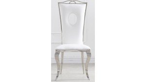 Chaise Royal chrome en similicuir blanc
