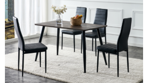 Table à repas 120x70cm pied noir en métal