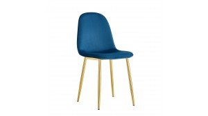Chaise scandinave en Velours vert canard et dorée