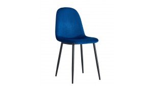 Chaise scandinave en Velours bleu et dorée